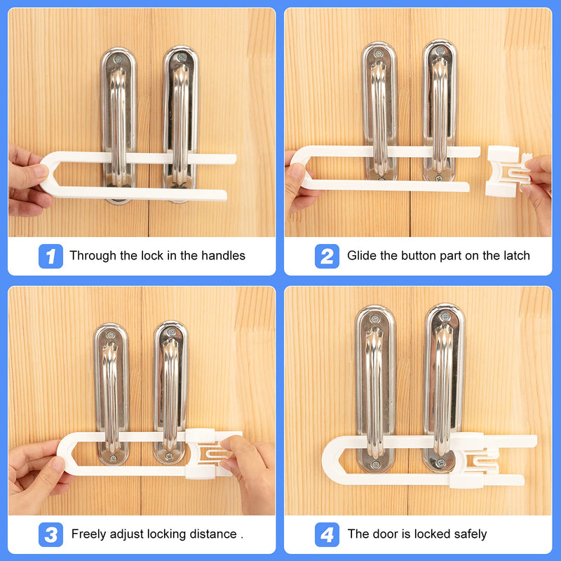 [Australia] - Vmaisi 8 Pack Baby Sliding Cabinet Locks - Adjustable U Shaped Child Safety Locks,Childproof Latches for Kitchen Bathroom Storage Cupboards Doors, Handles and Knobs White 