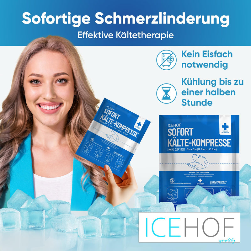 [Australia] - ICEHOF cooling pads for bending - 10x instant cold compress - 15.3 x 12.7 cm Disposable cooling packs - disposable cooling pads cooling compress for on the go - bending cold pack - cooling pack for bending pack of 10 