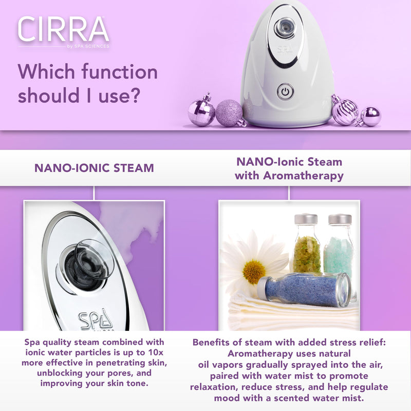 [Australia] - Spa Sciences - CIRRA - Nano Ionic Facial Steamer with UVC Sanitizing Protection, Aromatherapy Function, Detox Pores, and Boost Circulation - Includes an Essential Oil Basket 