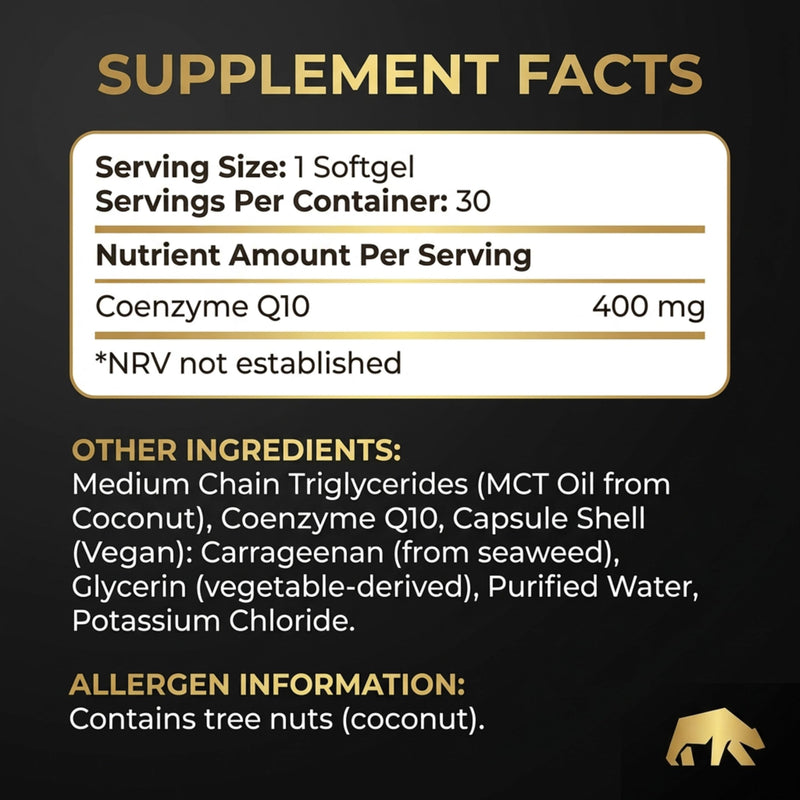 CoQ10 Supplement Softgels - Heart Health, Energy & Recovery - Coenzyme Q10 High Strength - Q10 Coenzyme Ubiquinone – 30 Vegan Softgels with Coconut MCT Oil (COQ10 400mg - 30 Softgels) COQ10 400mg - 30 Softgels
