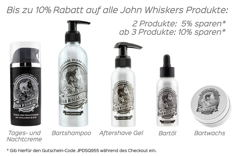 [Australia] - John Whiskers Beard Shampoo - Made in Germany - 2-in-1 beard soap with an incomparable scent - Vegan & without silicones - for a supple and pure beard 200 ml (pack of 1) 