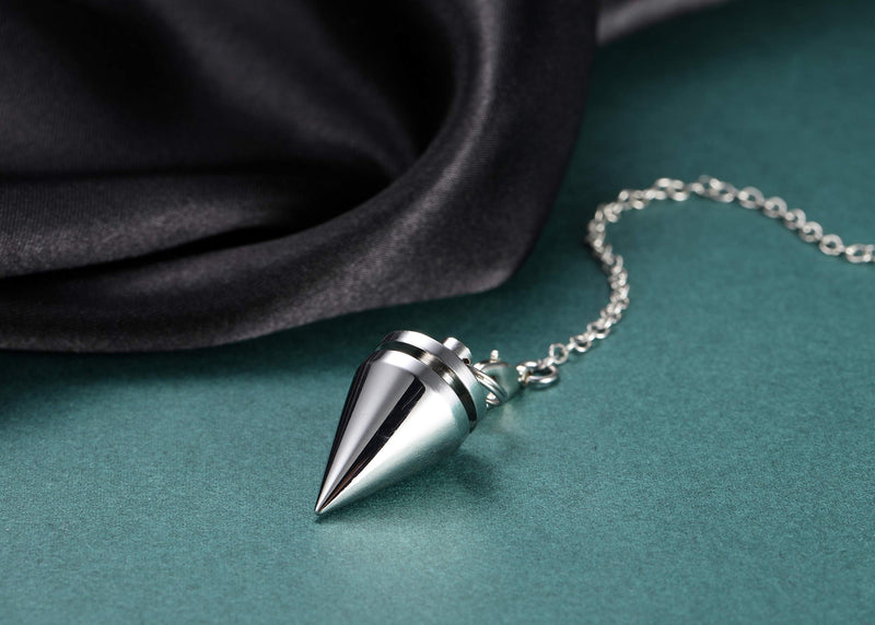 [Australia] - Jovivi Oracle Esoteric Copper Pendulum with Chain Dowsing Tip Pendulum Healing Reiki Energy Therapy Meditation Tensor Silver 