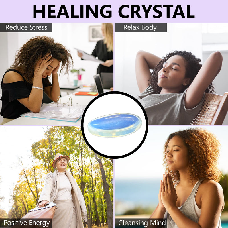 [Australia] - Worry Stone – Opalite Crystal Thumb Worry Stones for Anxiety, Stress – Relaxing and Soothing Balance Stones for Meditation, Stress Relief – Healing Stones and Crystals for Men and Women 