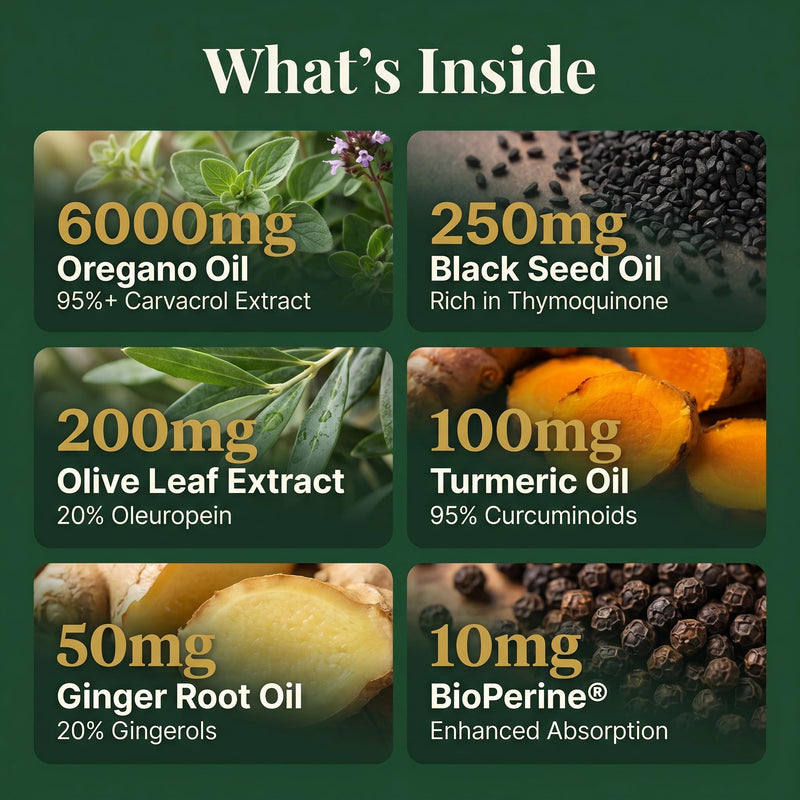 PURETREX Wild Oregano Oil 300 Softgels – Made in UK 6000mg with 95% Carvacrol, Black Seed Oil, Turmeric & Ginger, High Potency Herbal Formula for Immune, Gut & Respiratory Support 300 count (Pack of 1)