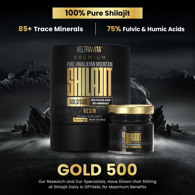 [Australia] - 100% Pure Himalayan Shilajit Resin Gold 500 Organic | High Potency 75%+ Fulvic Acid, Humic Acid & 85+ Trace Minerals | Natural Energy & Immune Support for Men & Women | Lab Tested 