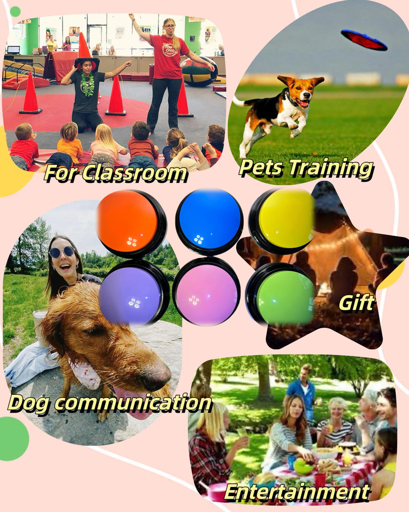 [Australia] - Dog Talk Buttons Voice Recording Button for Communication and Pet Training 30-Second Record & Playback Talking Button for Study, Office, Family, and Kids (Pink, one) Pink 