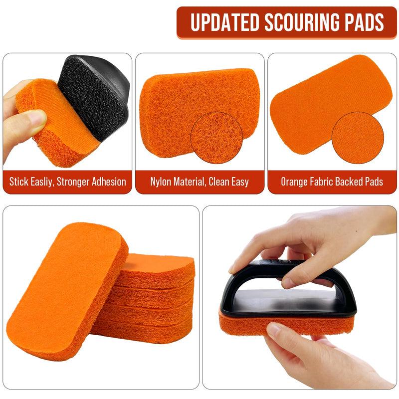 [Australia] - 6-Piece Griddle Cleaning Kit for Blackstone, Flat Top Grill Cleaning Kit Non-Scratch Scouring Pads for Kitchen - 5 Scrubber Pads and 1 Handle Orange Orange-6pcs 