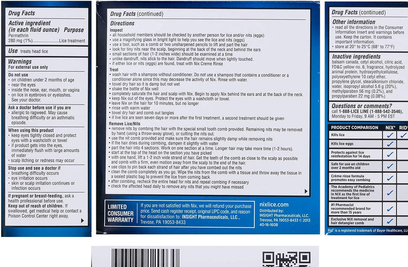 [Australia] - Nix Lice Killing Crème Rinse Family Pack, 4 Fl Oz Crème Rinse and 2 Nit Combs (Pack of 1) 4 Fl Oz (Pack of 1) 
