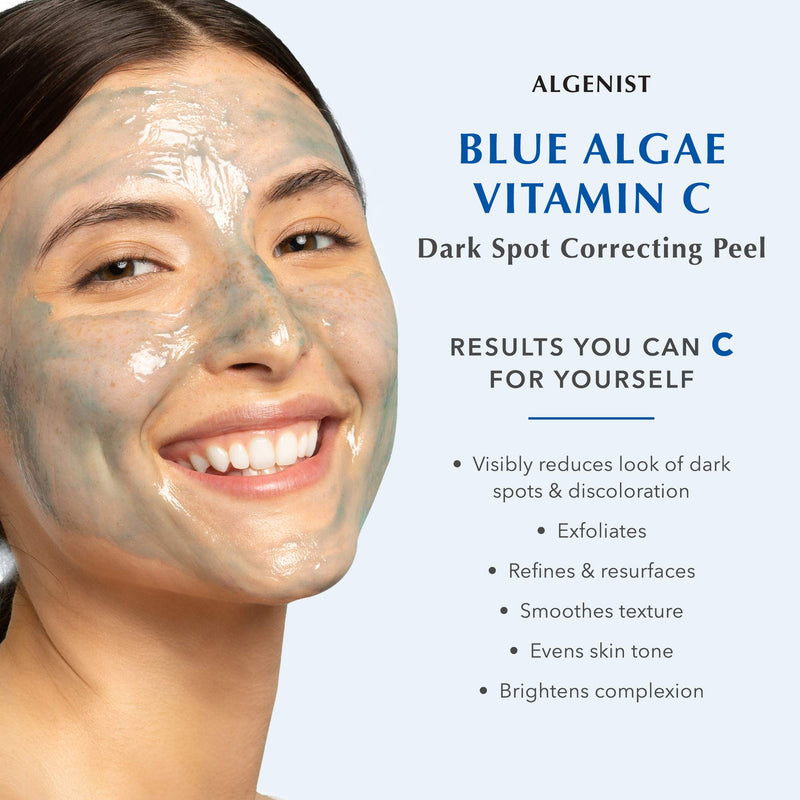 Algenist Blue Algae Vitamin C Dark Spot Correcting Peel - Exfoliating AHA BHA PHA Face Peel to Brighten, Even Skin Tone and Reduce Discoloration - Anti Aging Resurfacing Treatment (1.5 oz)