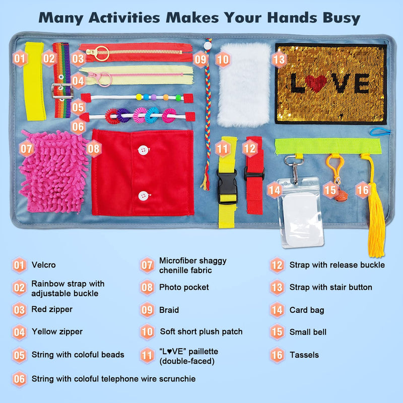 [Australia] - Fidget Blanket for Adults with Dementia, Activities for Seniors, Suitable for Alzheimer's and Autistic Therapy, Relieves Anxiety, Calms and is a Comforting Product for Hand Exercises 