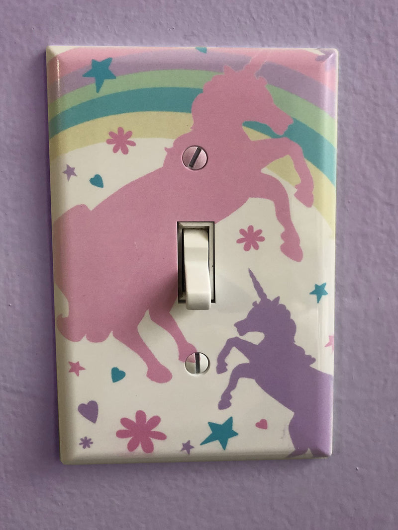 [Australia] - Girls Room Decor Light Switch Cover Plate Kids Room, Decorative Wall Accent for Baby Nursery, Teen Toddler Bedroom Bathroom Playroom (Pastel Unicorn) Pastel Unicorn 