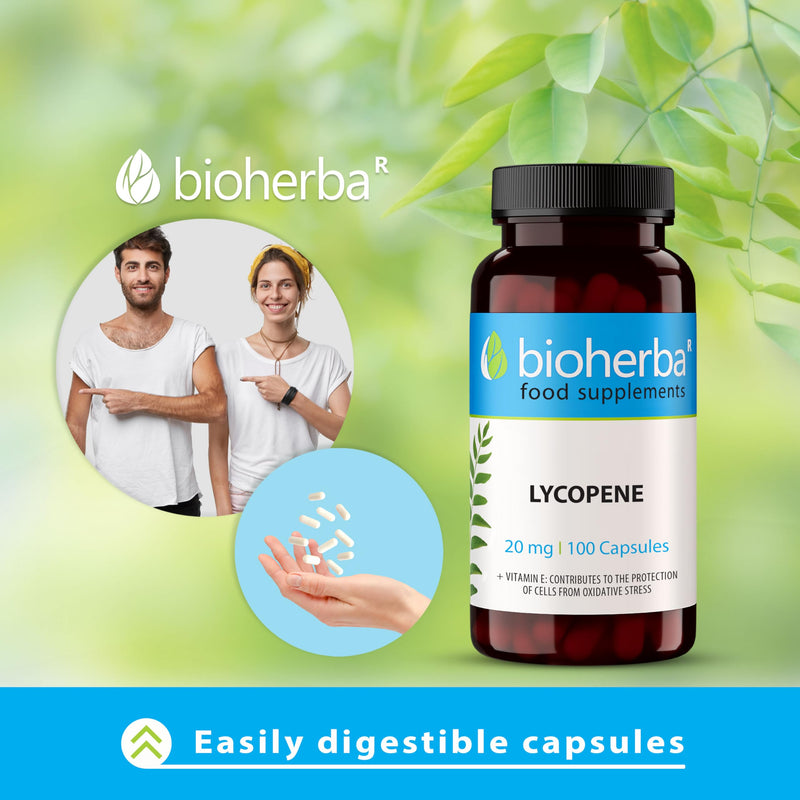 Lycopene 20 mg – 100 Capsules | Tomato-Derived Supplement with Natural Antioxidant Properties by BIOHERBA 100 pcs