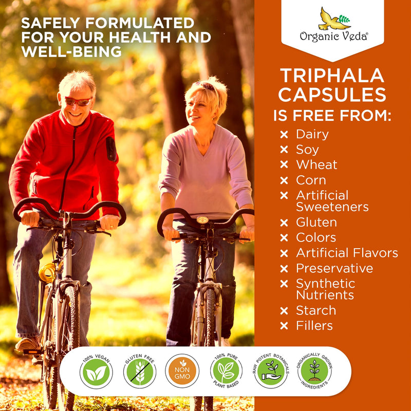 [Australia] - Organic Veda Triphala Powder 300 Capsules, 1000mg - Organic Triphala Supplement for Colon Cleanse, Immune, Gut & Digestion Health - Whole Green Antioxidants Amla, Haritaki & Bibhitaki - Vegan Pills 