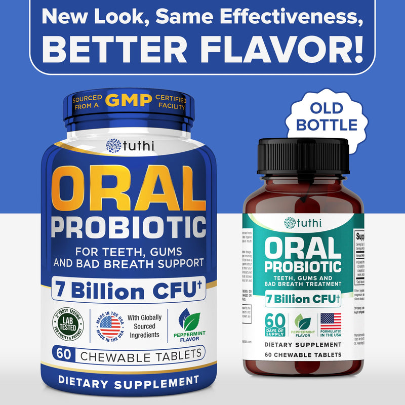 [Australia] - Tuthi Oral Probiotics & Tongue Scraper – Bad Breath Treatment for Adults – Dental Probiotics for Teeth and Gums – Supports Fresh Breath – 60 Chewable Tablets 