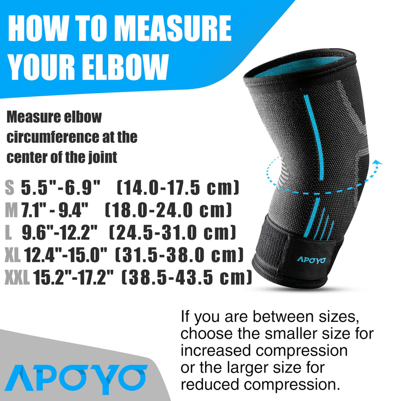 [Australia] - APOYO Elbow Brace for Tendonitis and Tennis Elbow, Compression Sleeve for Arthritis, Workouts, Reduce Joint Pain During Fitness Activity (Large) Large Blue 
