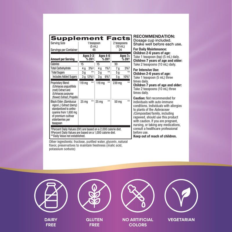 [Australia] - Nature's Way Sambucus Elderberry Immune Syrup for Kids Ages 2+, with Echinacea & Propolis, Daily Immune Support*, Vegetarian, Berry Flavored, 8 Fl Oz (Packaging May Vary) 8 Fl Oz (Pack of 1) 