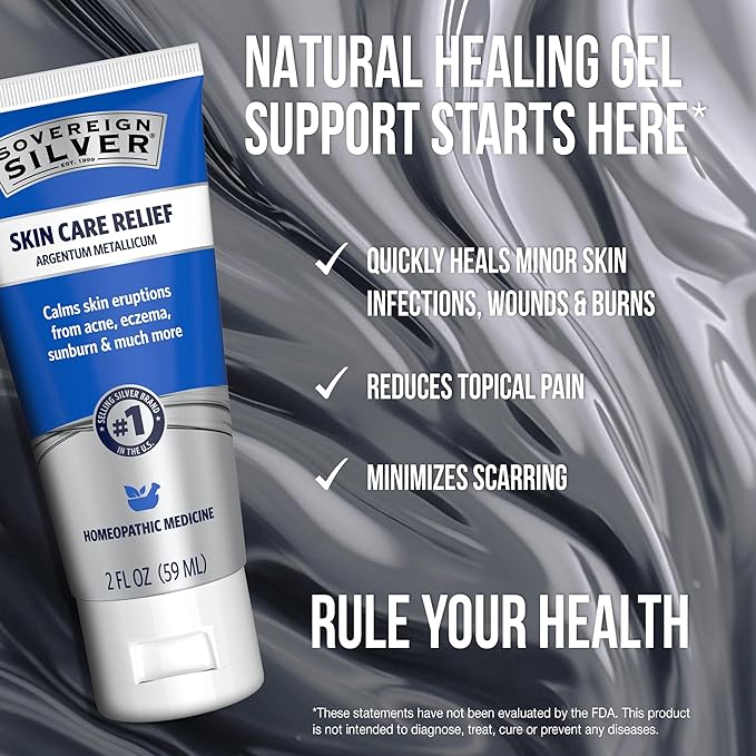 [Australia] - Sovereign Silver Natural Healing Gel Skin Care - Argentum Metallicum Topical Gel, Ointment for Razor Burn, Sunburn, and Redness Support, Dermatologist Tested - 2 fl oz (59 mL) 2 Ounce (Pack of 1) 