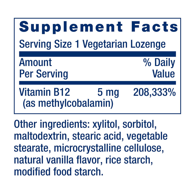 Life Extension Vitamin B12 Methylcobalamin, Nerve Health Supplement, Cognitive Support, Energy Vitamin, methylcobalamin B12, 5 mg, Quick-Dissolving, Gluten-Free, Non-GMO, Vegetarian, 60 lozenges | Nerve Health Supplement with Cognitive Support & Energy...