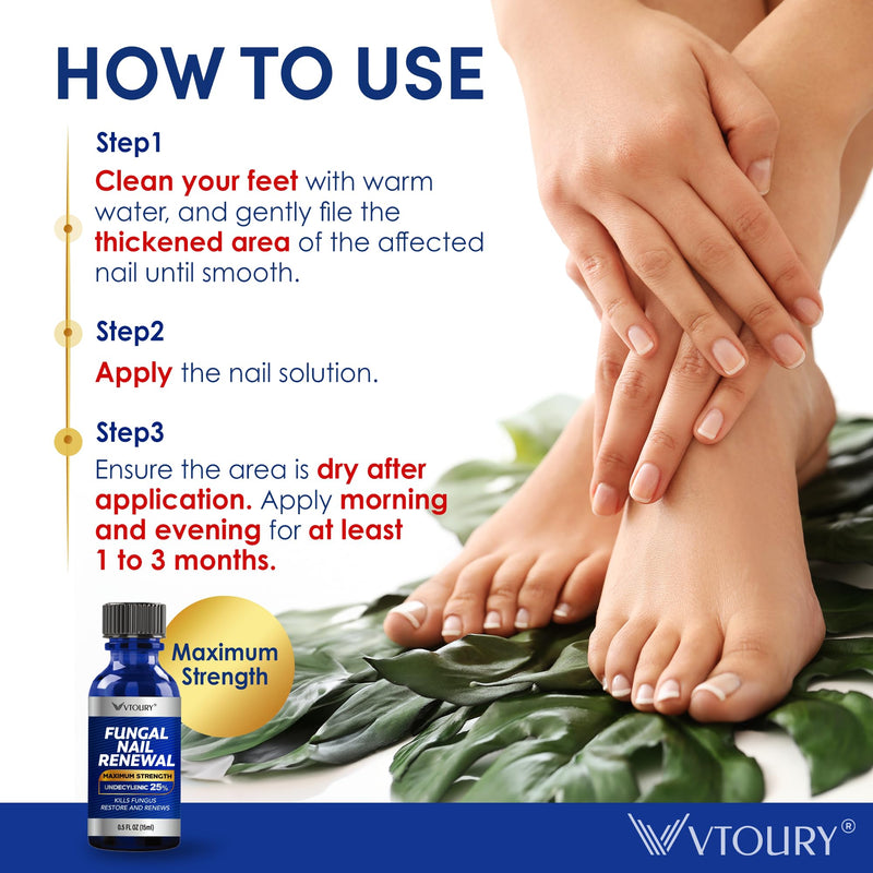 Toenail Fungus Treatment Extra Strength – VTROUY 2 Bottle Nail & Toe Solution with Undecylenic Acid 25% and Tea Tree Oil 15ml 2Pcs
