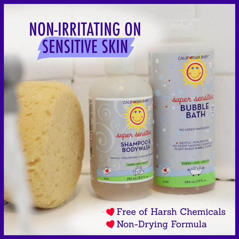 [Australia] - California Baby Super Sensitive Bubble Bath | No Added Fragrance | 100% Plant-Based Ingredients (USDA Certified) | Allergy Friendly | Babies, Adults & Kid Bubble Bath | Ideal for Sensitive Skin | Free Bubble Wand Included |13 Fl oz 