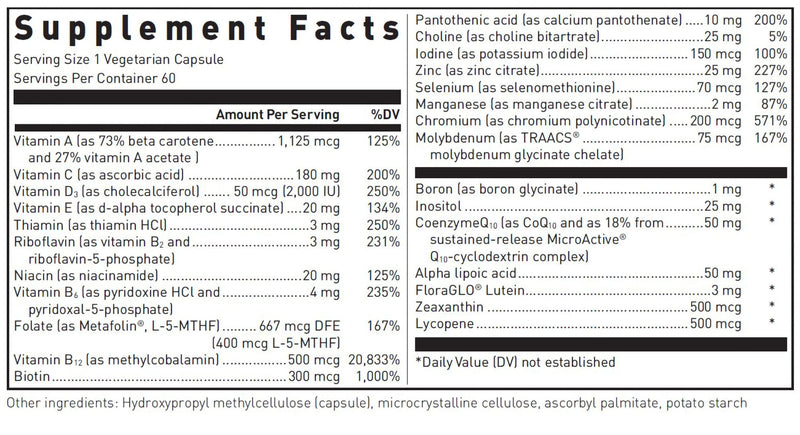 Douglas Laboratories Ultra Preventive 1 Daily, 60 Capsules | Multivitamin and Mineral Supplement to Support Energy Production, Immune Function, and Overall Health*