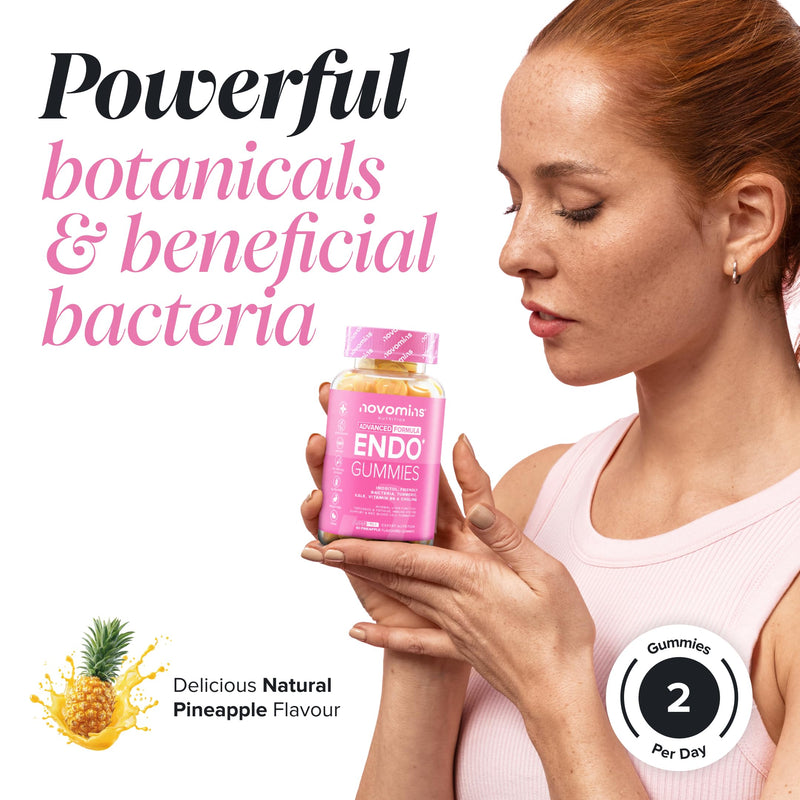 Endo Gummies - Myo-Inositol, Turmeric, Vitamin B6 & Probiotics for Gut Health - Intimate Health & Hormone Balance for Women - 60 Feminine Balance Gummies - Gluten Free - 1-Month Supply - Novomins