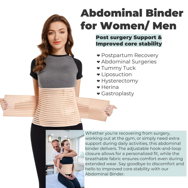 Women Abdominal Binder for Post-Surgery Recovery, Postpartum Belly Band Must-Have for Postpartum Moms - Ideal for C-Section, Hysterectomy, Liposuction, and Tummy Tuck (Beige, Large) Beige