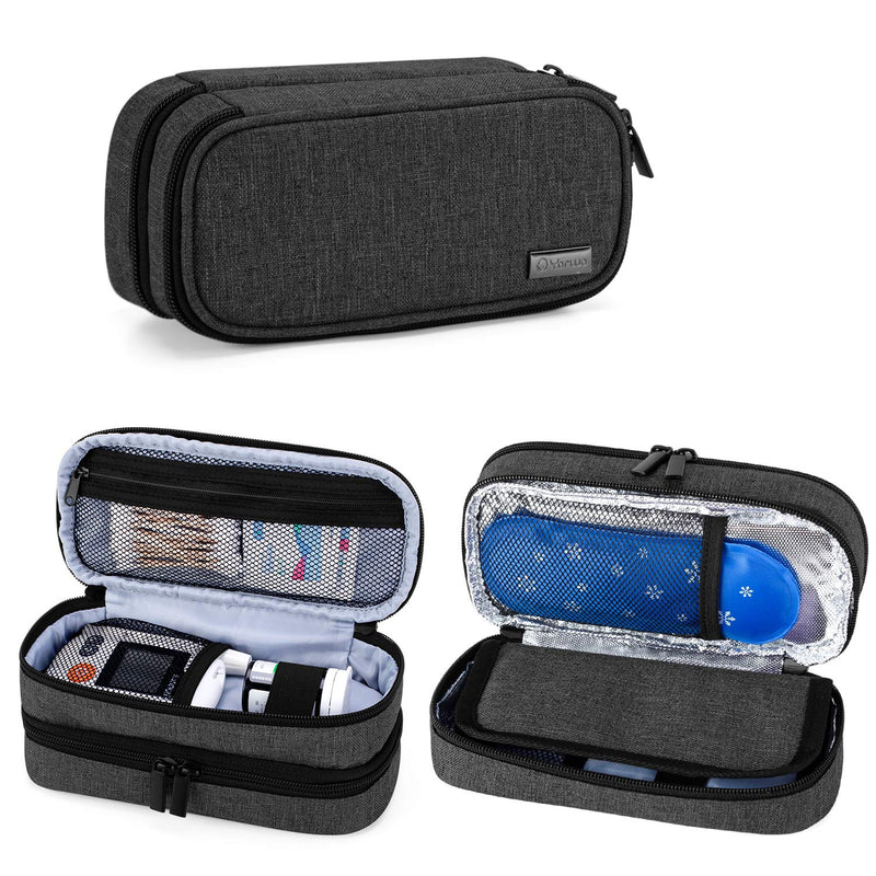 [Australia] - Yarwo Cooler Bag for Insulin, Diabetes Accessories Bag, Diabetic Bag for Diabetes Syringes, Insulin Injection Storage Bag with 2 Ice Packs, Medium, Black M 