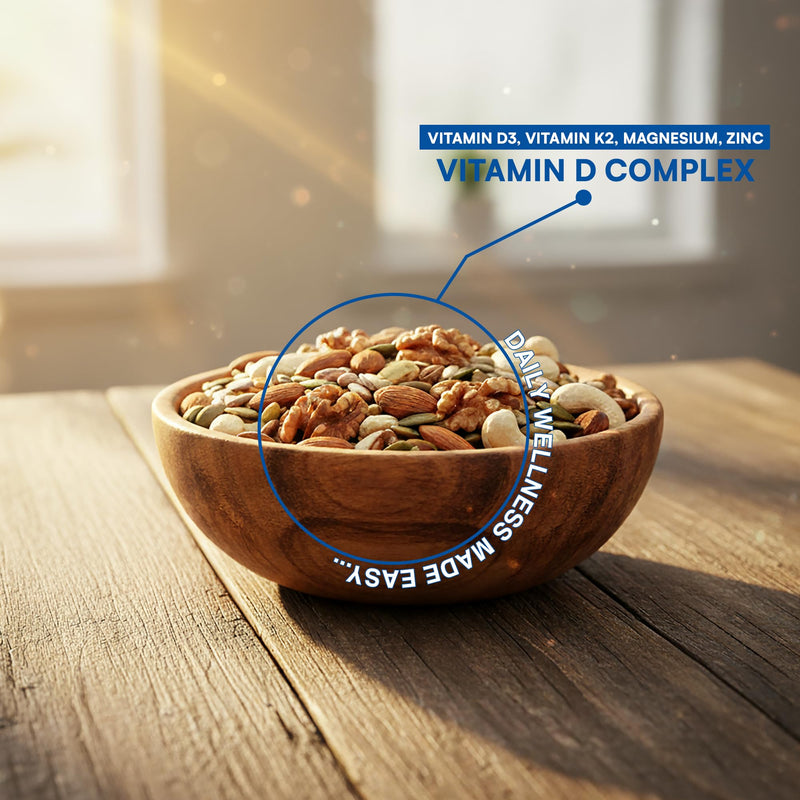 Vitamin D Complex | 30 Vegan Capsules | With Vegan D3 (4000IU), K2(MK-7), Magnesium Bisglycinate & Zinc Monomethionine | High Absorption | Bone, Muscle, Immune & Heart Support | UK Made | by NutriVolv