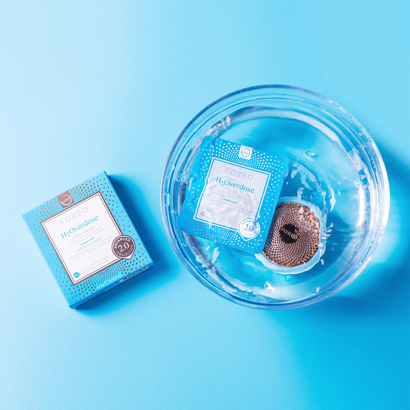 FOREO H2Overdose Advanced Collection 2.0 UFO-Activated Facial Mask - Hydrating Facial - Beauty & Personal Care - Hyaluronic Acid & Vitamin E - For All Skin Types - Dry skin & Flaky Skin - 6 pcs | UFO mask, hydrating face mask, hyaluronic acid, vitamin ...