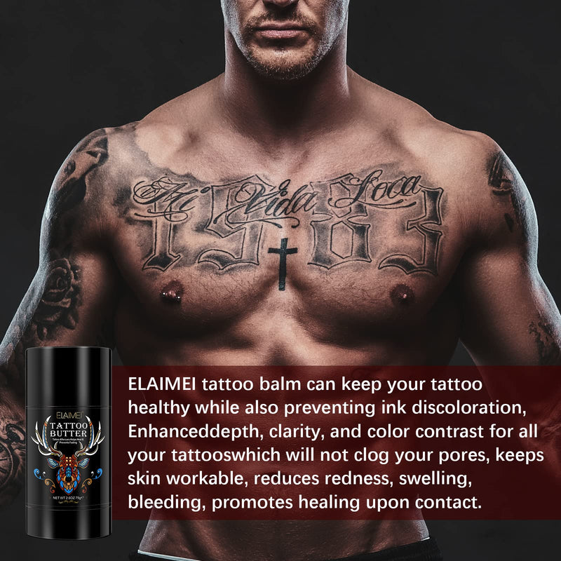 [Australia] - Tattoo Aftercare Butter Balm, 2.6 oz, Old & New Tattoo Moisturizer Healing Brightener for Color Enhance, Natural Organic Tattoo Cream 2.6 Ounce (Pack of 1) 