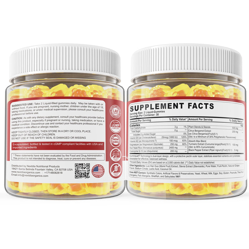 [Australia] - Red Yeast Rice Gummies 2400MG with CoQ10, Suagr Free Balanced Ch·πèlester·πèl Supplements Plus Citrus Bergamot, Plant Sterols & Stanols Supports V·∏Åscul·∏År Health, Energy, Immunity for Age 50+,Vegan,60 Cts 