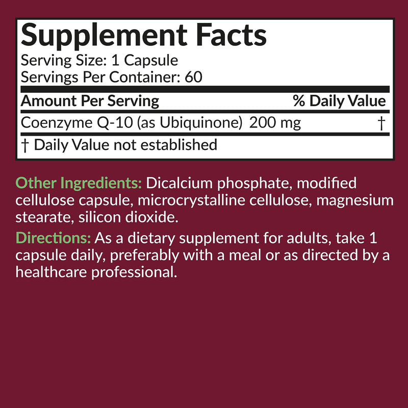 [Australia] - Futurebiotics CoQ10 200 MG Cellular Energy Production, 60 Vegetarian Capsules 60 Count (Pack of 1) 