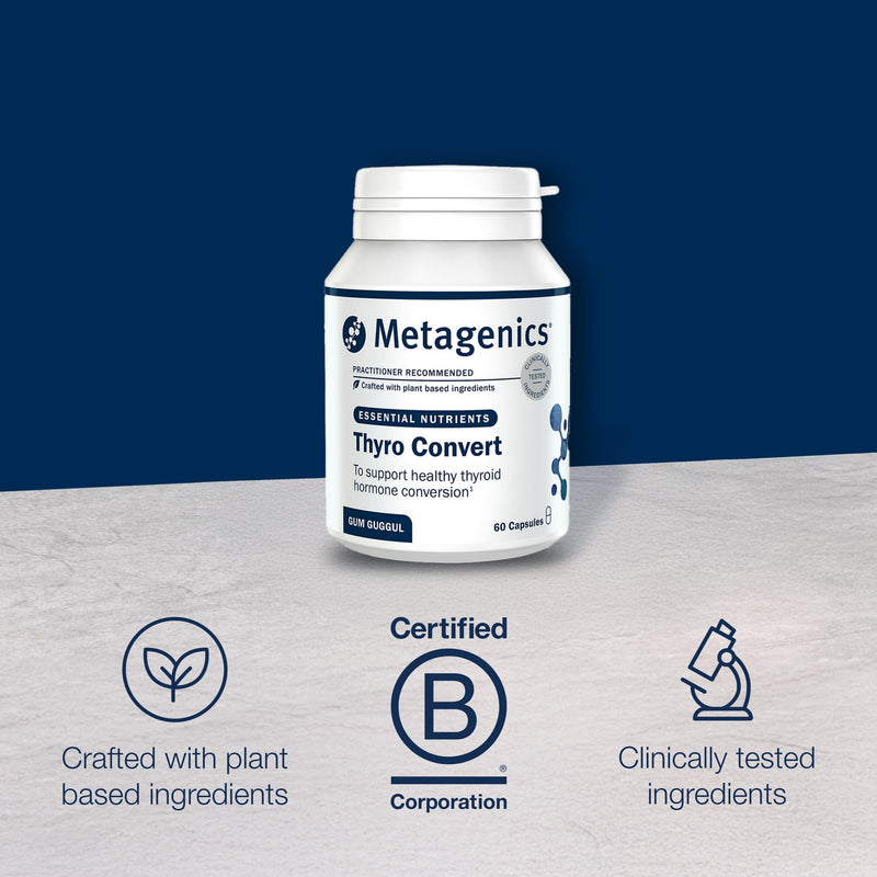 Metagenics - Thyro Convert with Gum Guggul Resin - with Ashwagandha, Selenium & Zinc for Healthy Thyroid Hormone Conversion - 60 Capsules