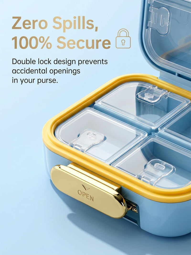 Pill Organizer 2 Times a Day AM PM, 2 Pack 7 Day Travel Pill Case for Purse, Moisture Proof BPA-Free Medicine Box for Vitamins, Fish Oil & Supplements, Hot Pink & Sky Blue