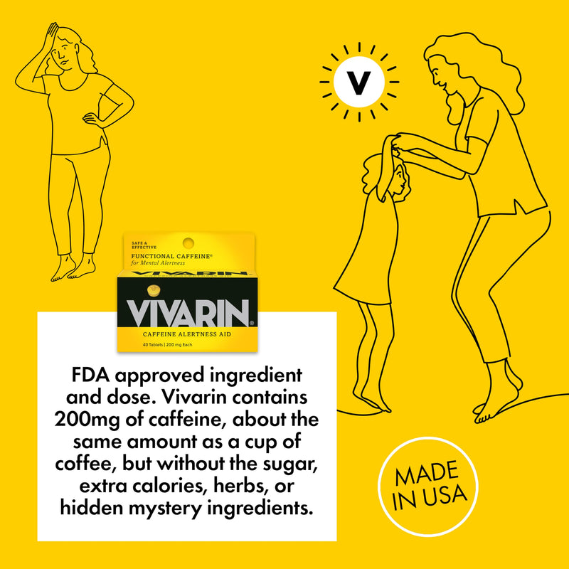 [Australia] - Vivarin, Caffeine Pills, 200mg Caffeine per Dose, Safely and Effectively Helps You Stay Awake, No Sugar, Calories or Hidden Ingredients, Energy Supplement, 40 Tablets - 2 Count 20 Count (Pack of 2) 