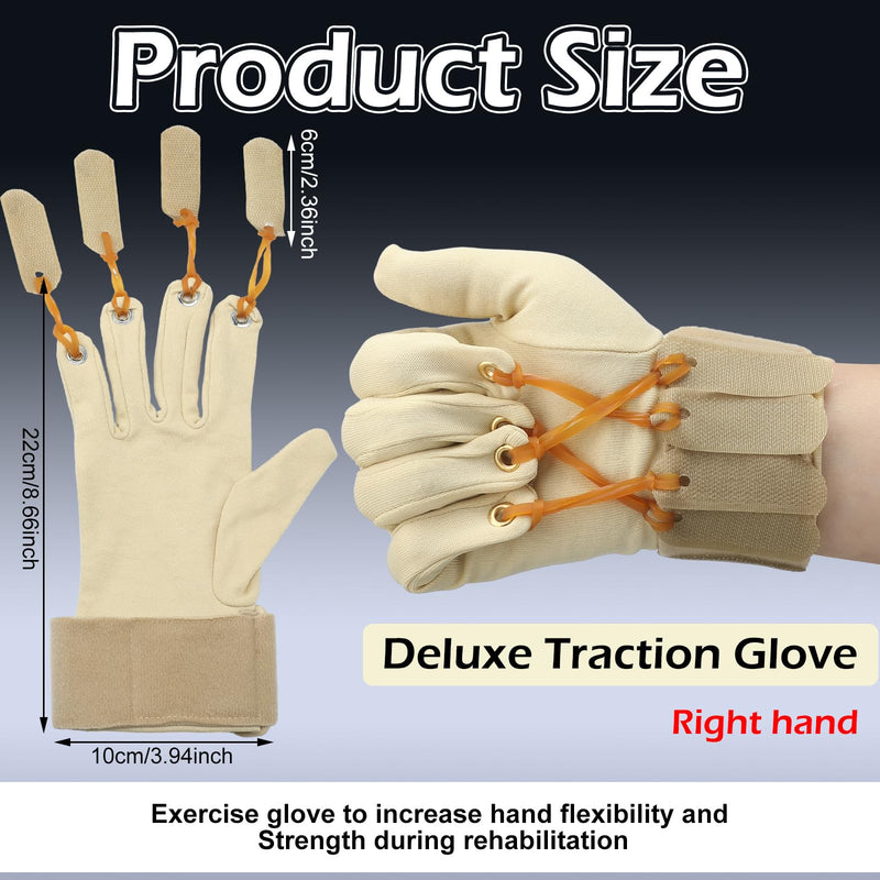 [Australia] - Traction Exercise Right Hand Glove Finger Flexion Glove Deluxe Traction Glove Handed Exercise Glove for Increasing Strength Flexion of Joints and Fingers, Small/Medium 