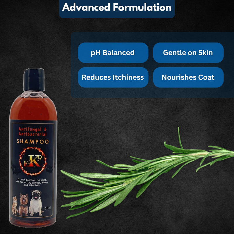 E3K9 Medicated Dog & Cat Shampoo - Antifungal & Itchy Skin Relief with Ketoc & Thymol - Hot Spot, Mange, Seborrhea Treatment - Antifungal Dog Shampoo for Yeast - PawsPlanet Australia