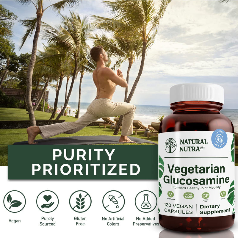[Australia] - Natural Nutra Vegan and Vegetarian Glucosamine Hydrochloride for Men and Women, Kosher, Shellfish Free, Plant Based, Joint Support Supplement, Helps Joints Health & Mucles Gristle, 750mg, 120 Capsules 120 Count (Pack of 1) 