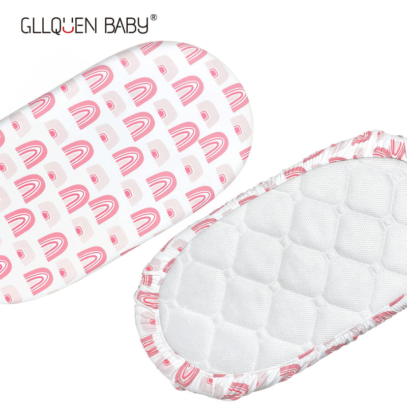 [Australia] - Gllquen Baby Bassinet Sheets 4 Pack, Breathable Cozy Fitted Mattress Sheet, Elastic Travel Crib Fashionable Floral Pattern, Standard Cradle Safe Sheets for Baby Boy Girls 32"X16"(Love) Love 