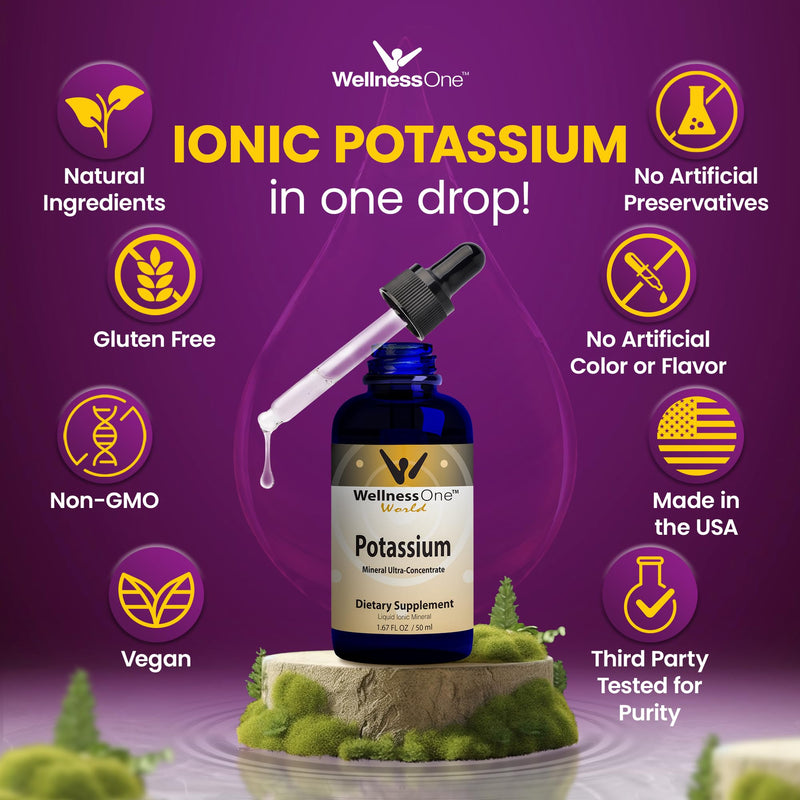 [Australia] - Ionic Potassium Supplement - Potassium Chloride Drops for Fast Absorption - Boost Immune System & Muscle Function - USA Tested, Vegan, Non-GMO, Gluten Free, Unflavored, 1.67 fl oz 
