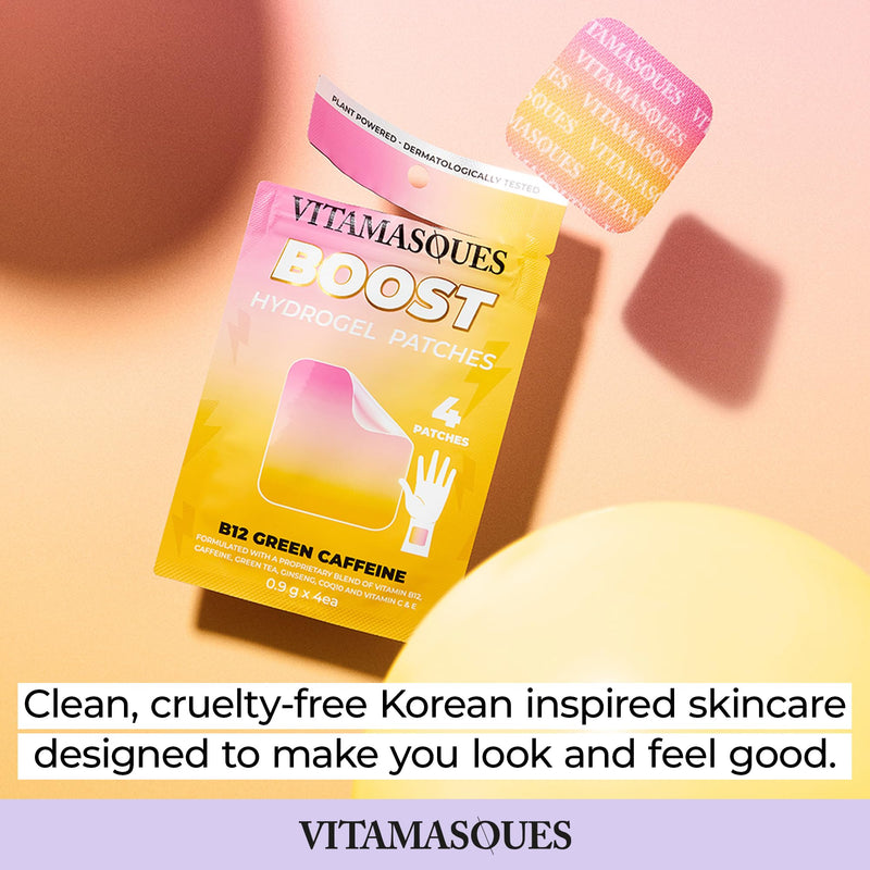 Vitamasques Energy Patches, Boostme Wellness Hydrogel Patch (3-Pack) - B12 Vitamin Patches for Women & Men, Focus Patches for Adults - Cruelty-Free, Gluten-Free, & Filler-Free Caffeine Patches