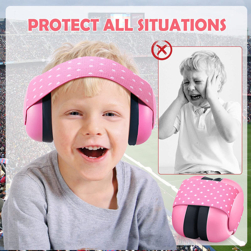 TOODOO Baby Ear Protection Noise Cancelling Ear Muffs Toddler Headphone with Adjustable Elastic Headband for Baby 3-36 Month Pink