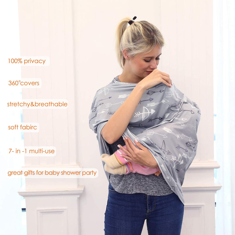 [Australia] - Breastfeeding Cover Carseat Canopy - Multi Use Car Seat Covers for Babies, Infant Stroller Cover, Baby Shower Gifts for Boys and Girls grey 