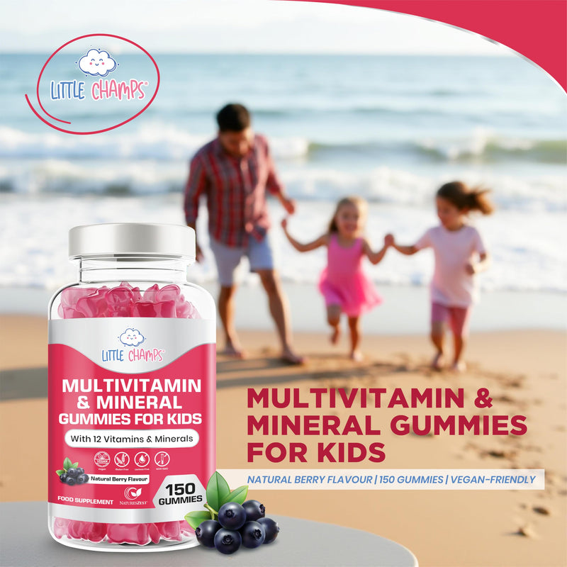 Kids Multivitamin & Mineral Gummies | 150 Chewables Gummies with 12 Essential Vitamins & Minerals | Childrens Multivitamins for Immune Support, Energy & Brain Health | Vegan | Natural Berry Flavour