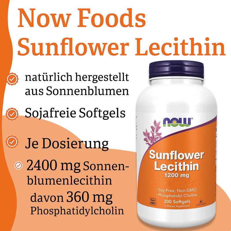[Australia] - Now Foods, Sunflower Lecithin, 1,200 mg, 200 soft capsules, laboratory tested, gluten-free, soy-free 403.37 g (pack of 1) 