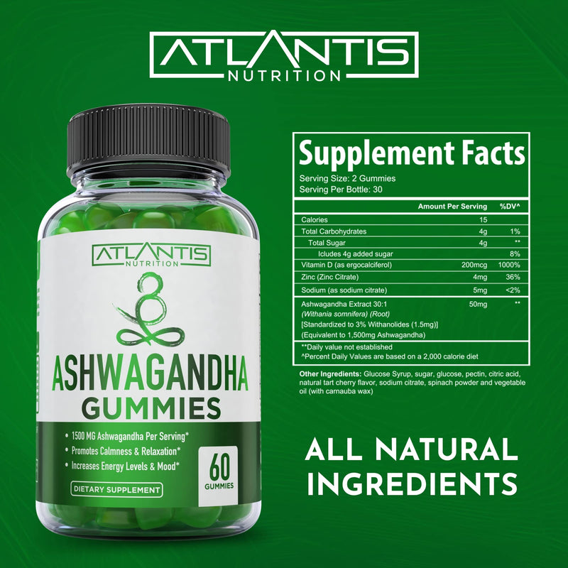 60 Keto Apple Cider Vinegar Gummies Advanced Weight Loss + 60 Ashwagandha Gummies - 1500MG Ashwagandha Per Serving