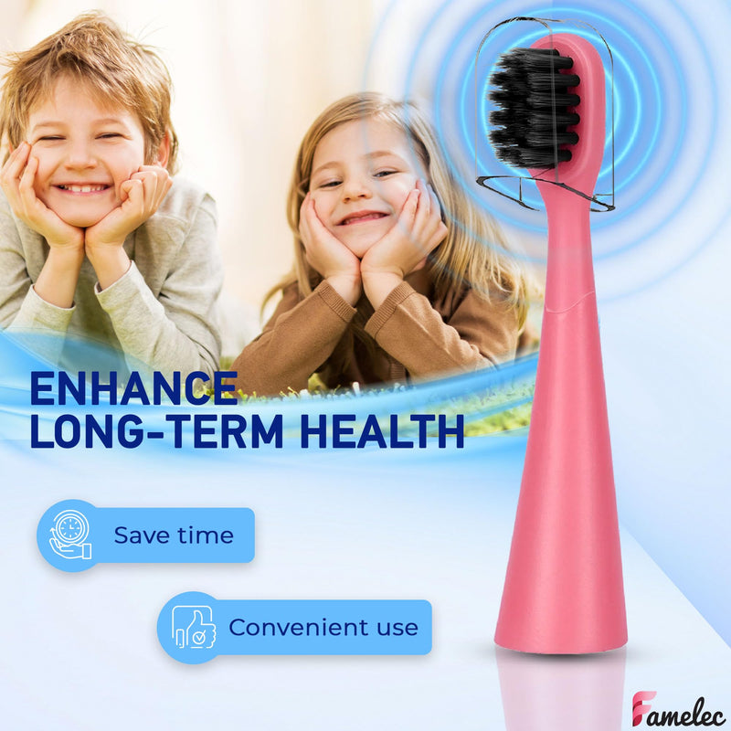 10Pcs Ultra Soft Bristle Compatible with Burst Kids Replacement Heads, 3+ Kids Toothbrush Heads Replacement for Burst Toothbrush Electric, Blue & Light Pink Electric Toothbrush Heads Light Pink & Blue