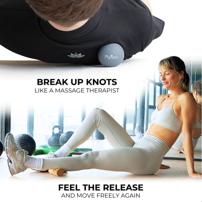 [Australia] - Massage Ball Set – Complete 5-Piece Kit: Spiky, Lacrosse & Mini Precision Balls + Roller – Plantar Fasciitis, Foot Arch & Heel Relief – Trigger Point Therapy for Back, Neck, Shoulders & Full Body Modern Grey & Black With Natural Cork Roller 