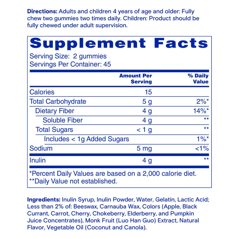 [Australia] - Phillips‚Äô Fiber Good Gummies, Supplement with Inulin for Adults and Children, Fruit Flavored Daily Gummies, 4g of Prebiotic Fiber Per Serving , 90 Count 
